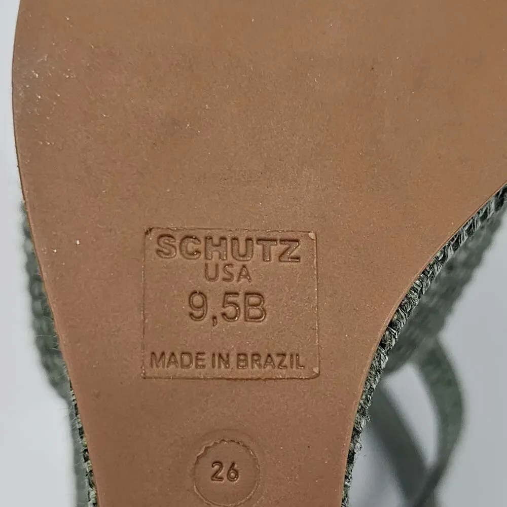 NEW Schutz Neith Straw Wedge Sandal Platform Green Raffia Size 9.5 - Picture 11 of 13